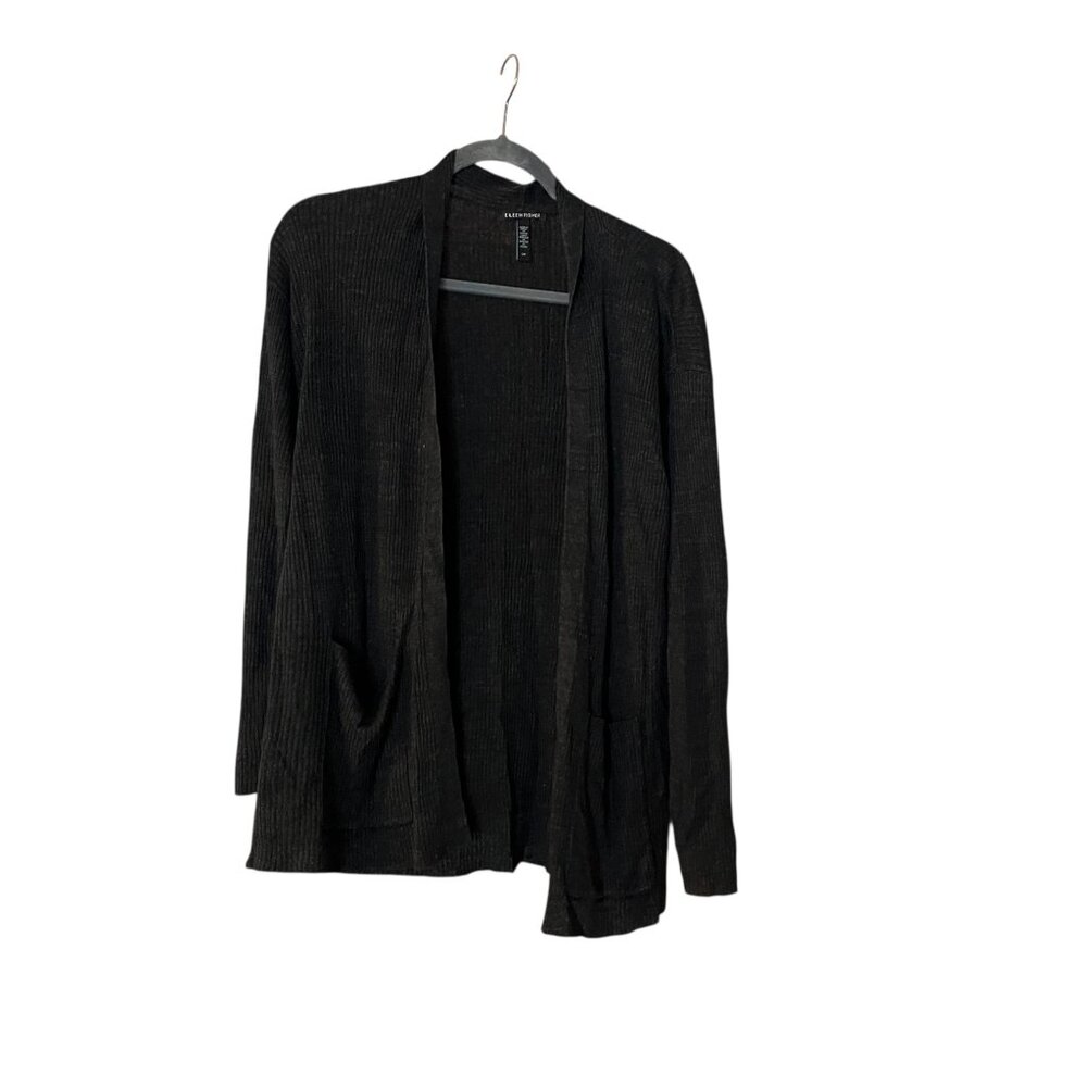 Eileen Fisher Black Cardigan Sweater Open Front Size XS - Picture 1 of 5